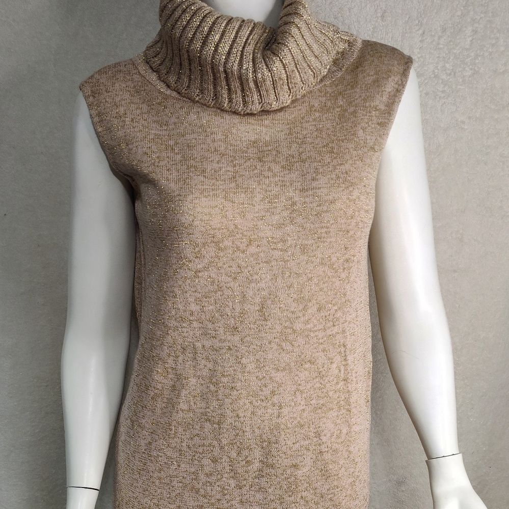 Turtleneck Sweater dress Medium wool blend 80's sleeveless
